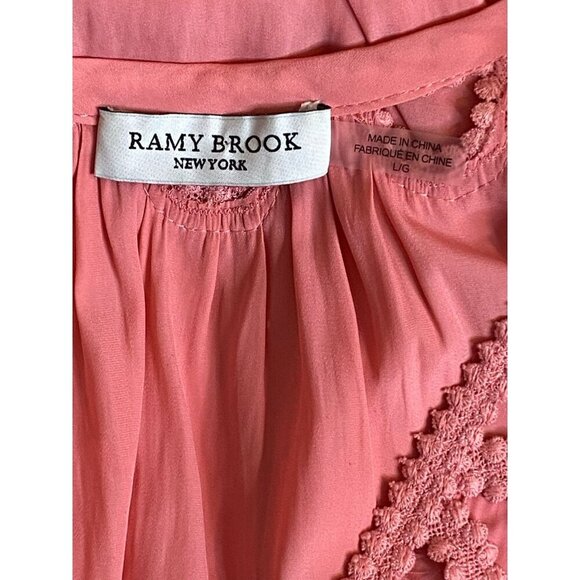 Ramy Brook Matilda Embroidery Smocked Mini Dress V-Neck Sleeveless Lined Size L - Picture 8 of 12
